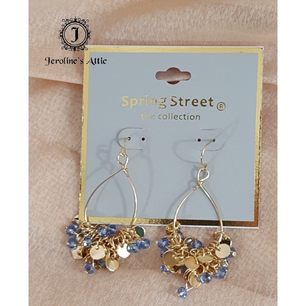 Spring Street Blue Glass Beaded Hoop Earrings